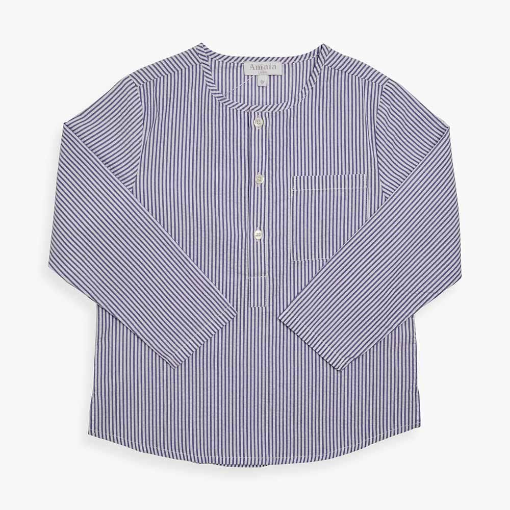 Amaia Kids - Victor shirt - Navy seersucker ޥå - Ĺµ