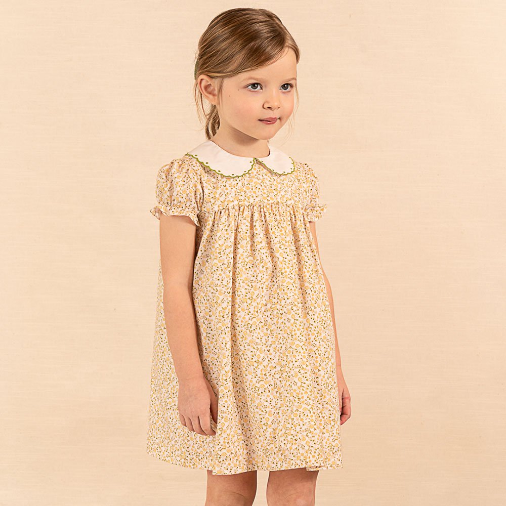 Amaia Kids - Pepa dress - Yellow mini floral アマイアキッズ - 花柄 