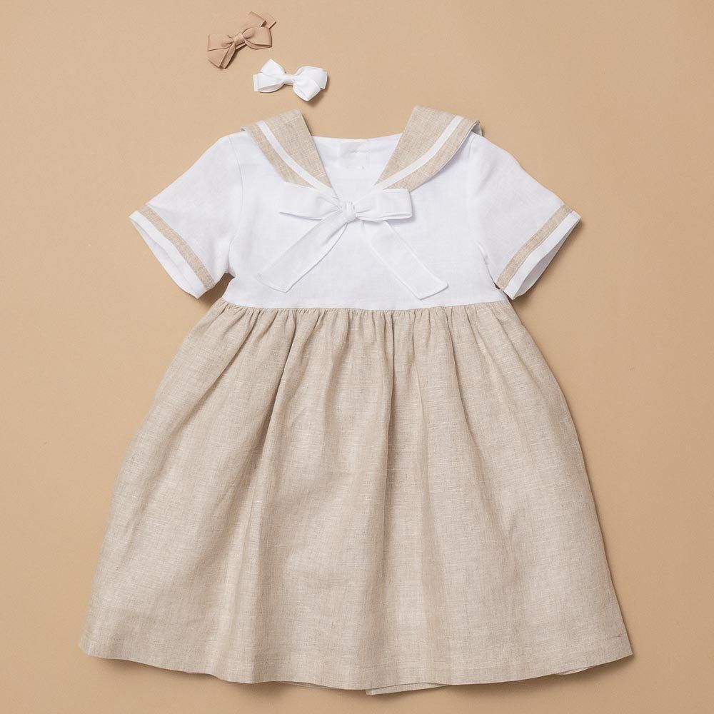Amaia Kids - Olive sailor dress - Sand beige アマイアキッズ Amaia Kids - Olive sailor dress - Sand beige アマイアキッズ