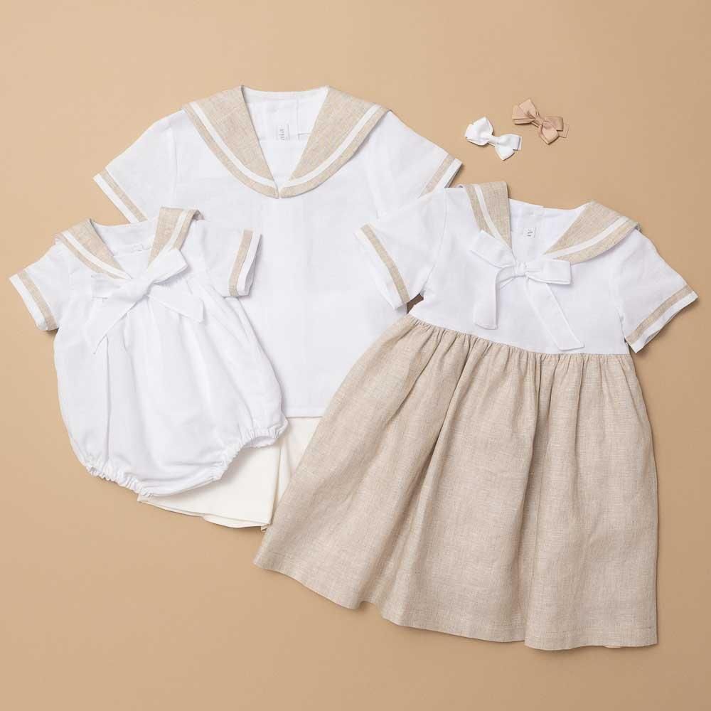30%OFF】Amaia Kids - Olive sailor dress - Sand beige