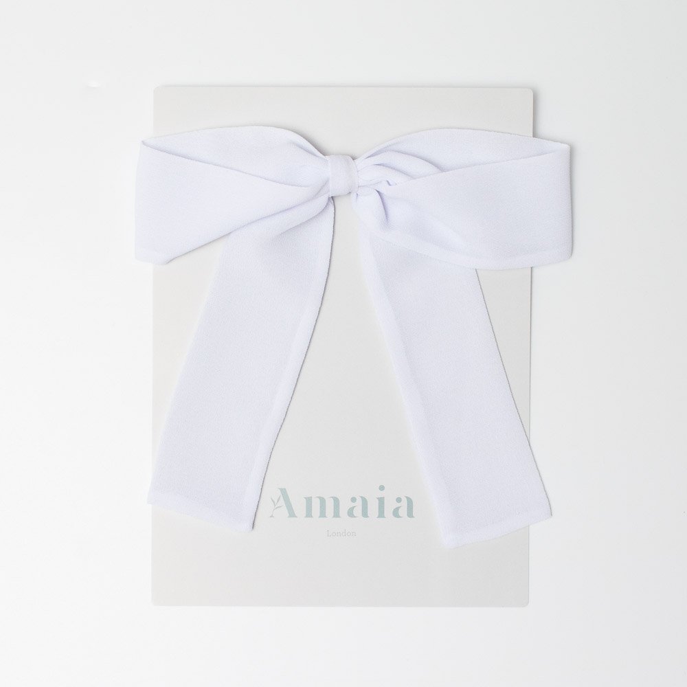 <img class='new_mark_img1' src='https://img.shop-pro.jp/img/new/icons14.gif' style='border:none;display:inline;margin:0px;padding:0px;width:auto;' />Amaia Kids - Chiffon Long Tail Hair Bows ޥå - եǺܥإWhite