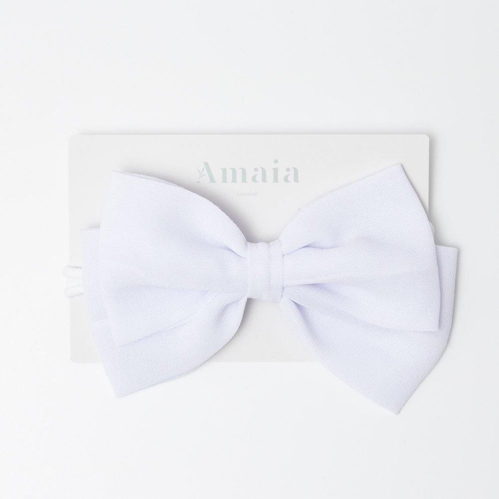 <img class='new_mark_img1' src='https://img.shop-pro.jp/img/new/icons14.gif' style='border:none;display:inline;margin:0px;padding:0px;width:auto;' />Amaia Kids - Chiffon Hair Bow Baby Headband ޥå - եǺܥ٥ӡإХɡWhite