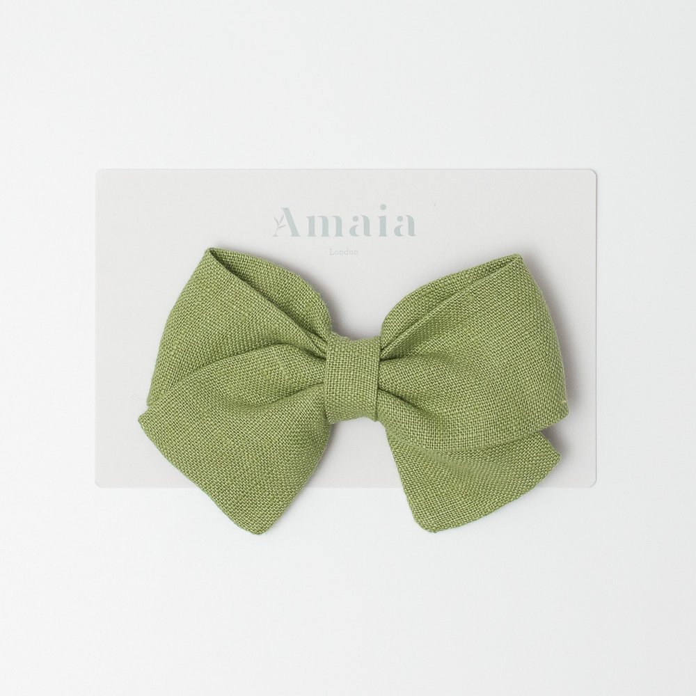 <img class='new_mark_img1' src='https://img.shop-pro.jp/img/new/icons14.gif' style='border:none;display:inline;margin:0px;padding:0px;width:auto;' />Amaia Kids - Linen Hair Bow ޥå - ͥǺܥإåסApple green