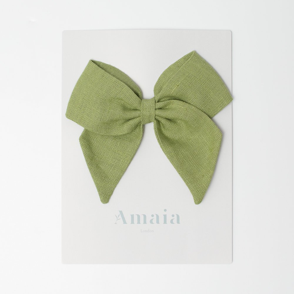 <img class='new_mark_img1' src='https://img.shop-pro.jp/img/new/icons14.gif' style='border:none;display:inline;margin:0px;padding:0px;width:auto;' />Amaia Kids - Linen Hair Bow ޥå - ͥǺܥإApple green