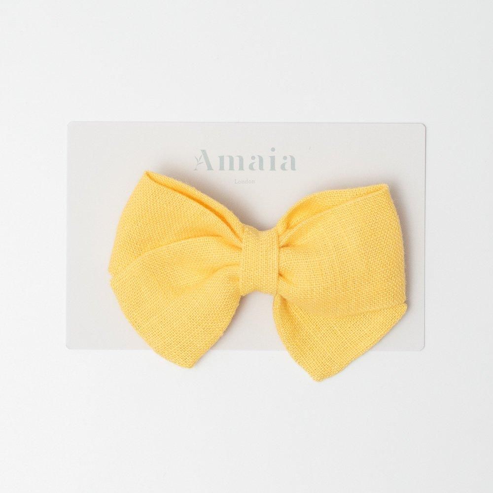 Amaia Kids - Linen Hair Bow ޥå - ͥǺܥإåסSunny yellow