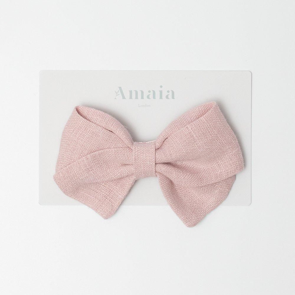 <img class='new_mark_img1' src='https://img.shop-pro.jp/img/new/icons14.gif' style='border:none;display:inline;margin:0px;padding:0px;width:auto;' />Amaia Kids - Linen Hair Bow ޥå - ͥǺܥإåסPastel pink