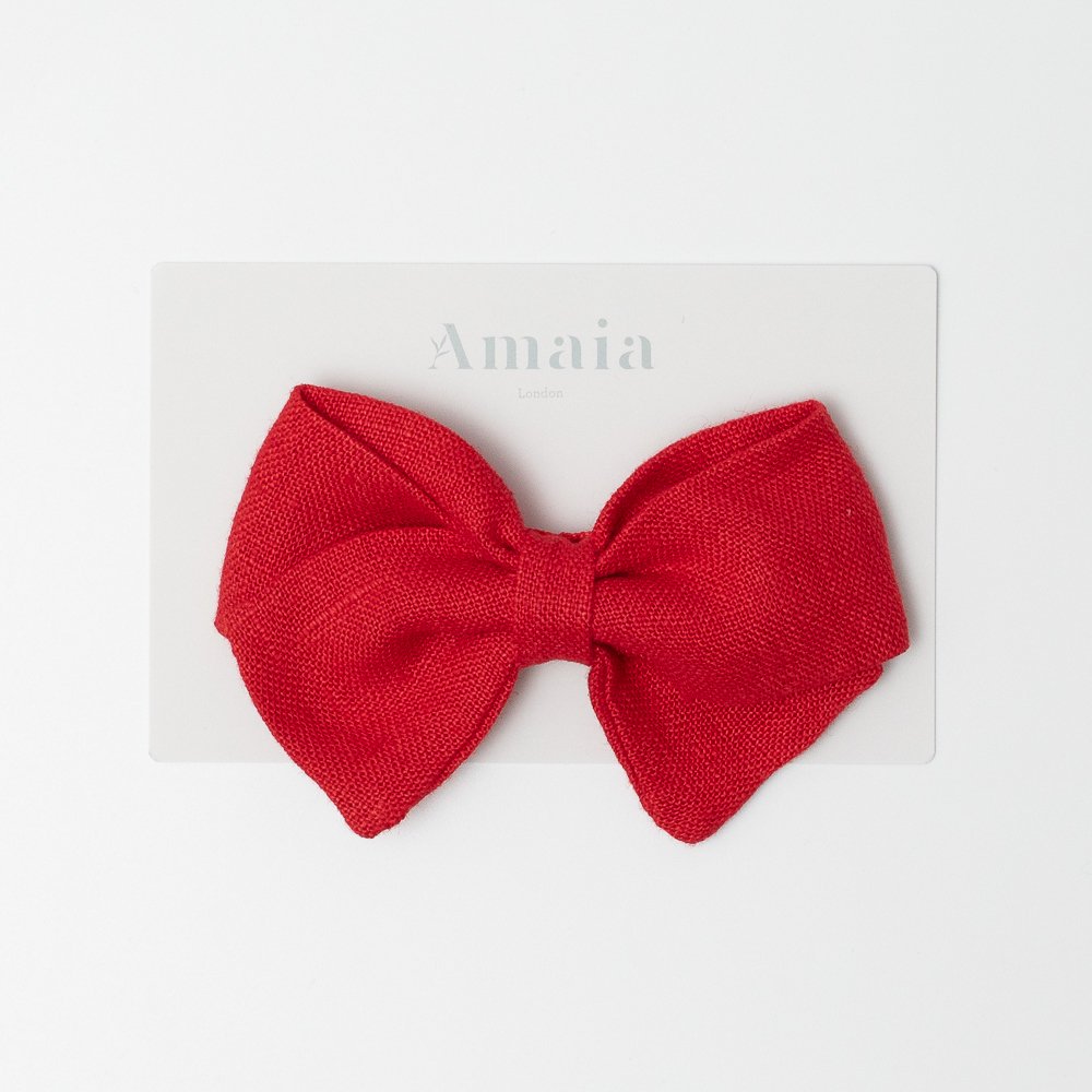 <img class='new_mark_img1' src='https://img.shop-pro.jp/img/new/icons14.gif' style='border:none;display:inline;margin:0px;padding:0px;width:auto;' />Amaia Kids - Linen Hair Bow ޥå - ͥǺܥإåסPoppy red