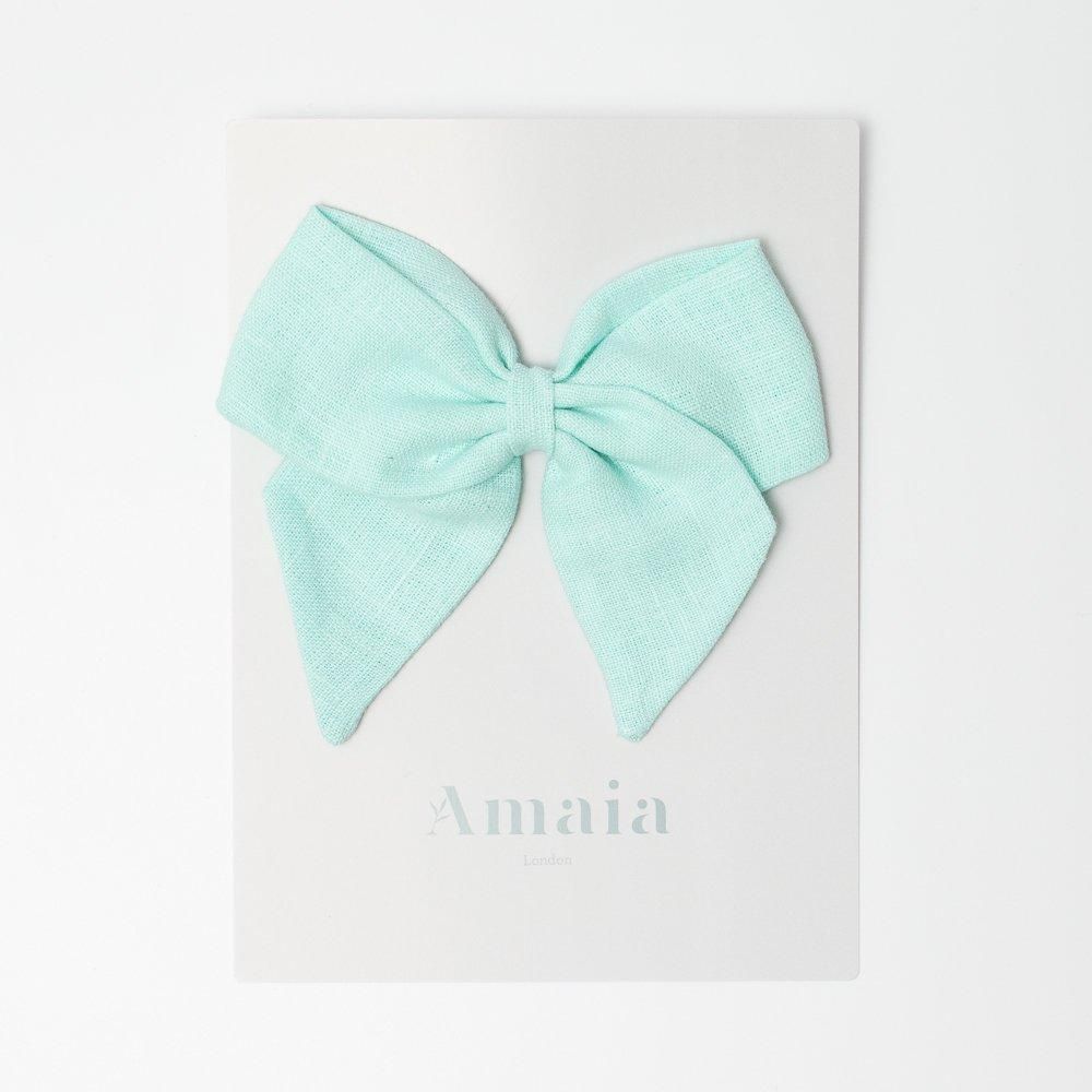 Amaia Kids - Linen Hair Bow ޥå - ͥǺܥإLagoon blue