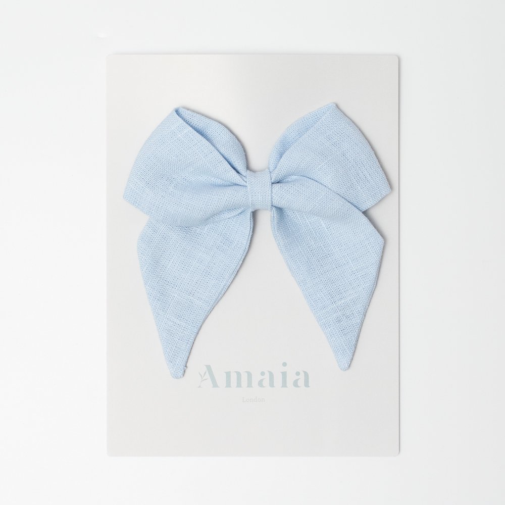 Amaia Kids - Linen Hair Bow ޥå - ͥǺܥإSoft blue