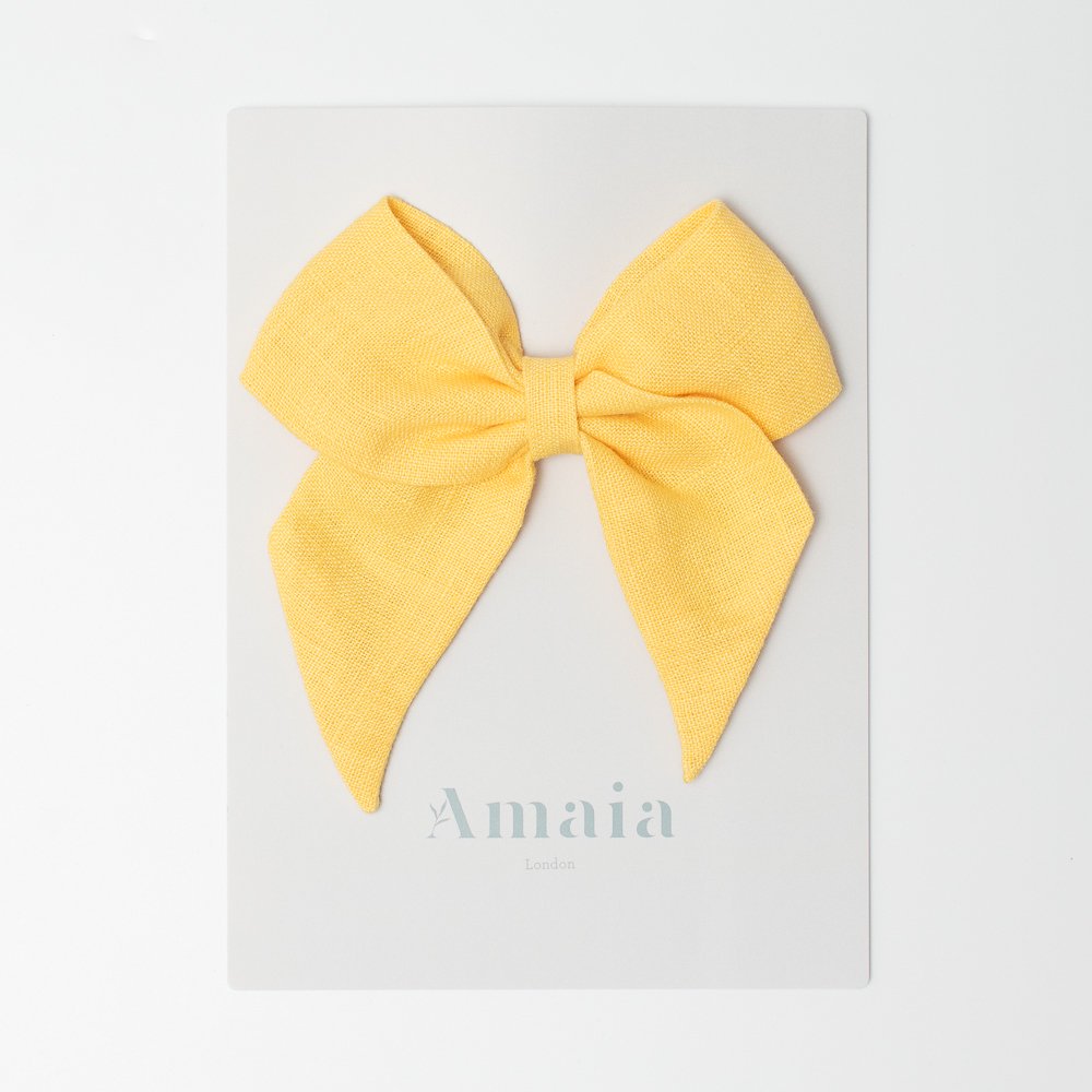 Amaia Kids - Linen Hair Bow ޥå - ͥǺܥإSunny yellow