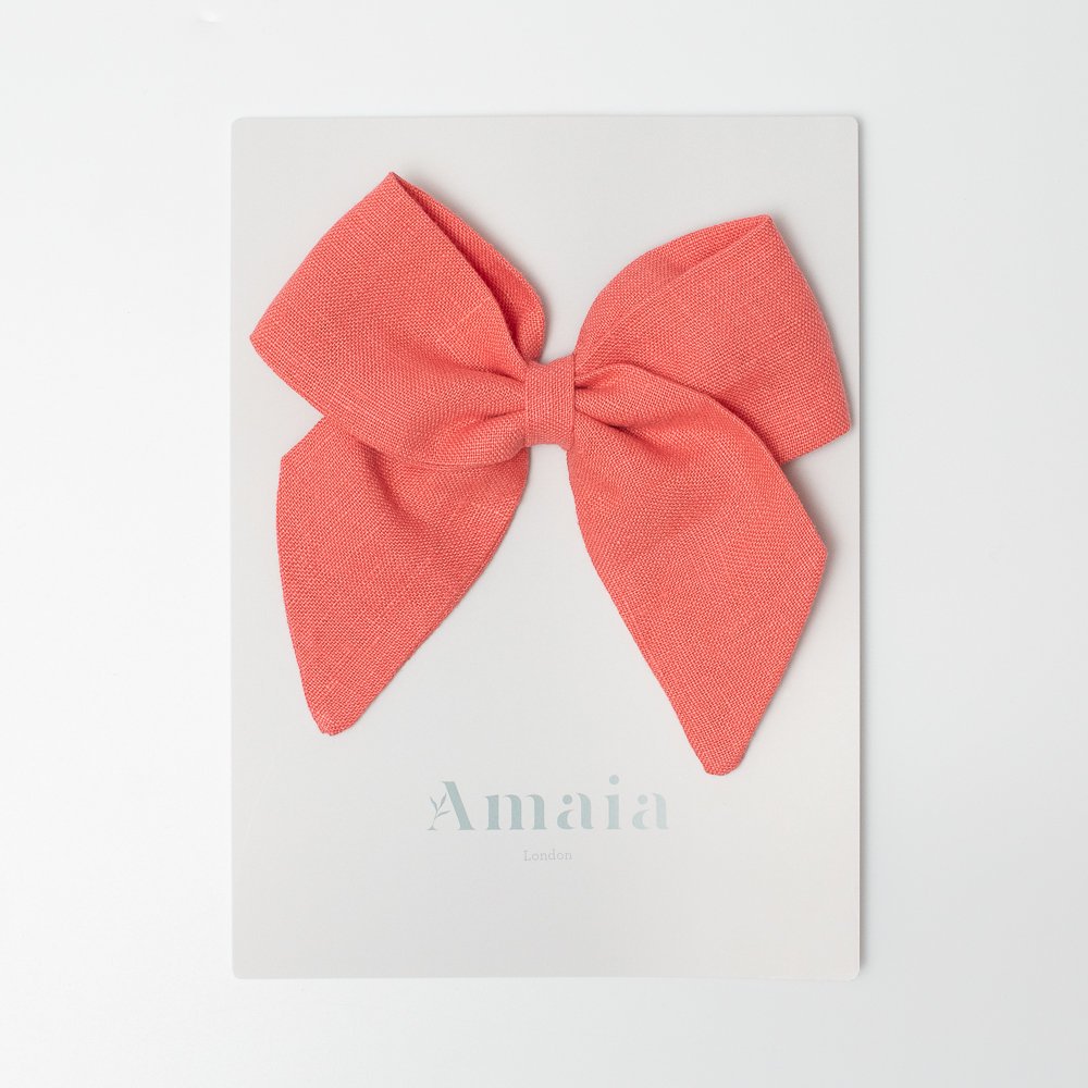 <img class='new_mark_img1' src='https://img.shop-pro.jp/img/new/icons14.gif' style='border:none;display:inline;margin:0px;padding:0px;width:auto;' />Amaia Kids - Linen Hair Bow ޥå - ͥǺܥإCoral pink
