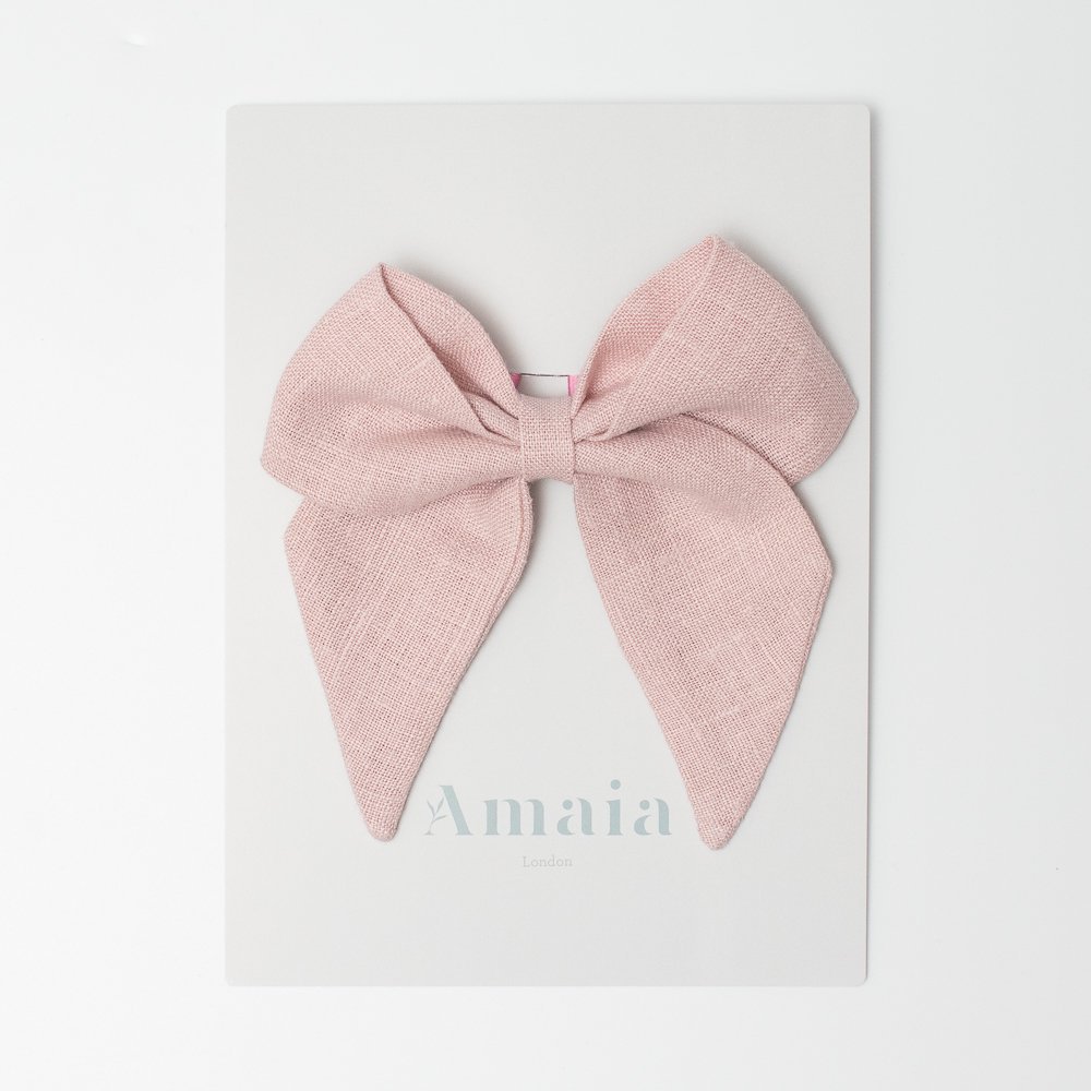 <img class='new_mark_img1' src='https://img.shop-pro.jp/img/new/icons14.gif' style='border:none;display:inline;margin:0px;padding:0px;width:auto;' />Amaia Kids - Linen Hair Bow ޥå - ͥǺܥإPastel pink