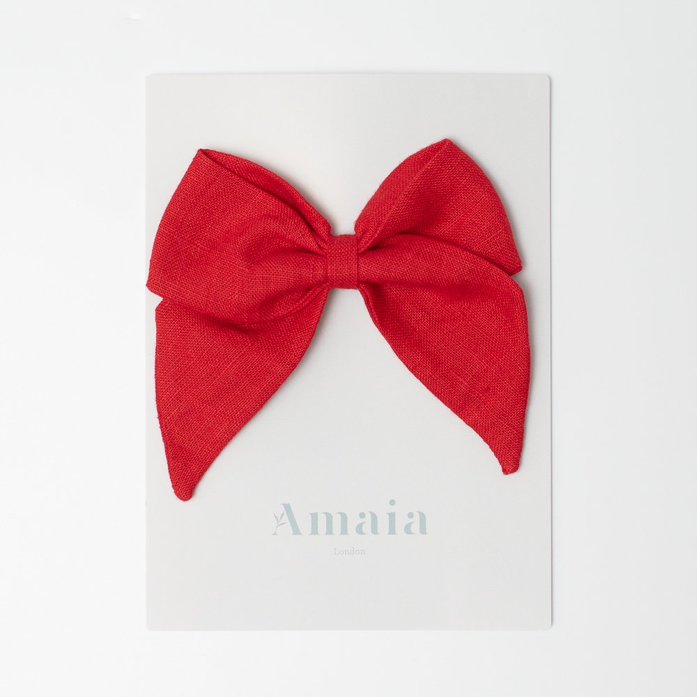 <img class='new_mark_img1' src='https://img.shop-pro.jp/img/new/icons14.gif' style='border:none;display:inline;margin:0px;padding:0px;width:auto;' />Amaia Kids - Linen Hair Bow ޥå - ͥǺܥإPoppy red