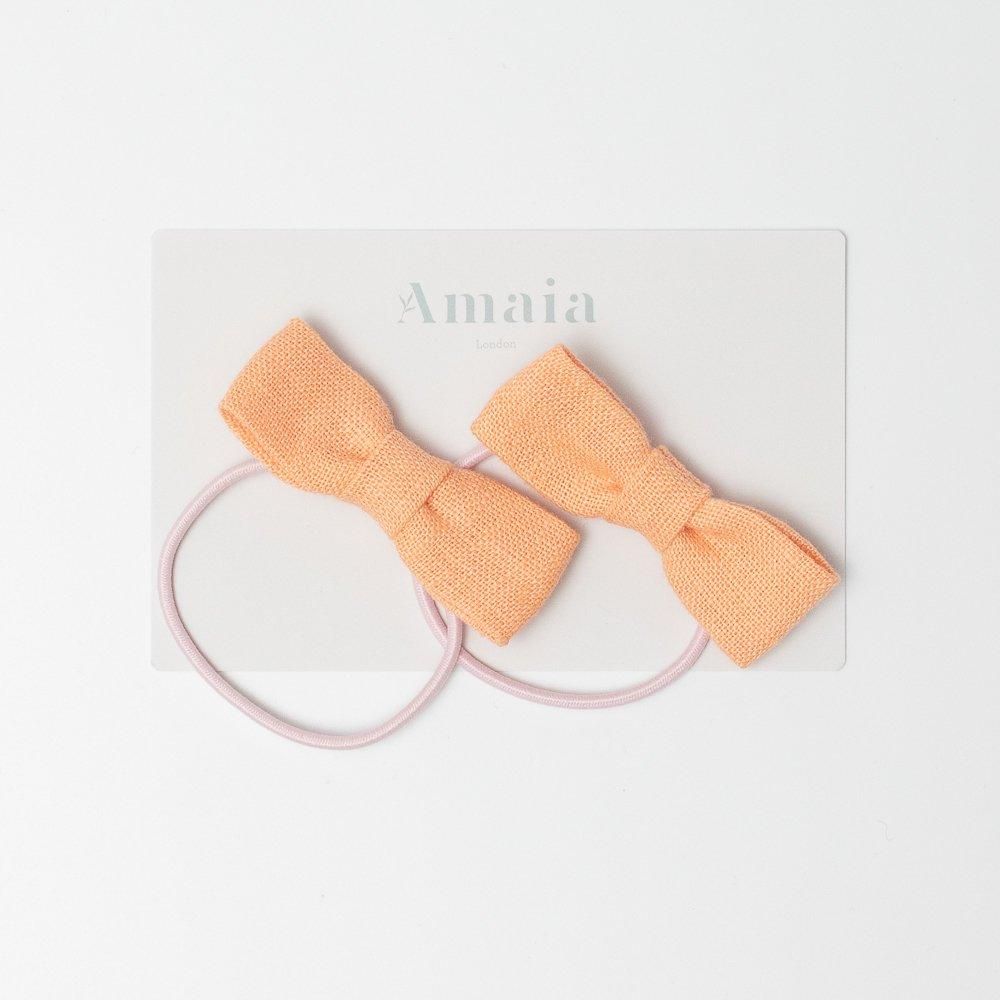 Amaia Kids - Linen Hair Bow ޥå - ͥǺܥإ2ĥåȡPeach orange
