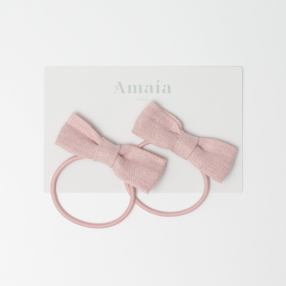 Amaia Kids - Linen Hair Bow ޥå - ͥǺܥإ2ĥåȡPastel pink