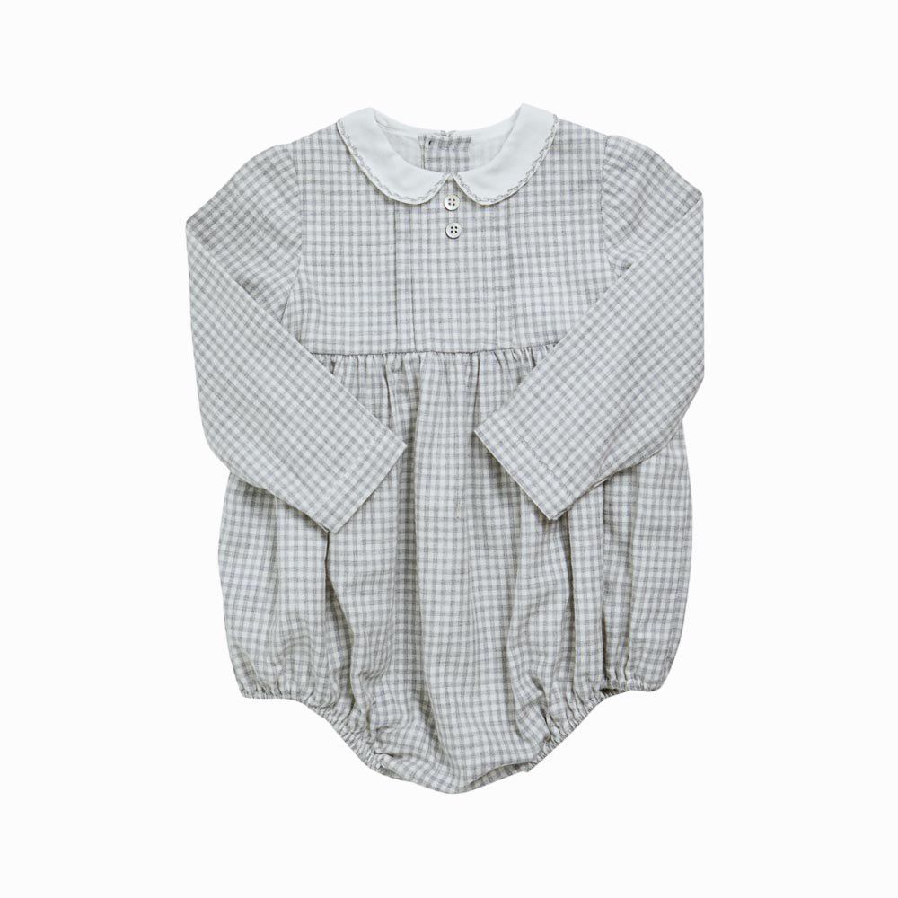 Amaia Kids - Alex romper - Grey check アマイアキッズ - ベビーロンパース - アマイアキッズ | Amaia  Kids日本公式オンラインショップ | ベビー服・子供服通販