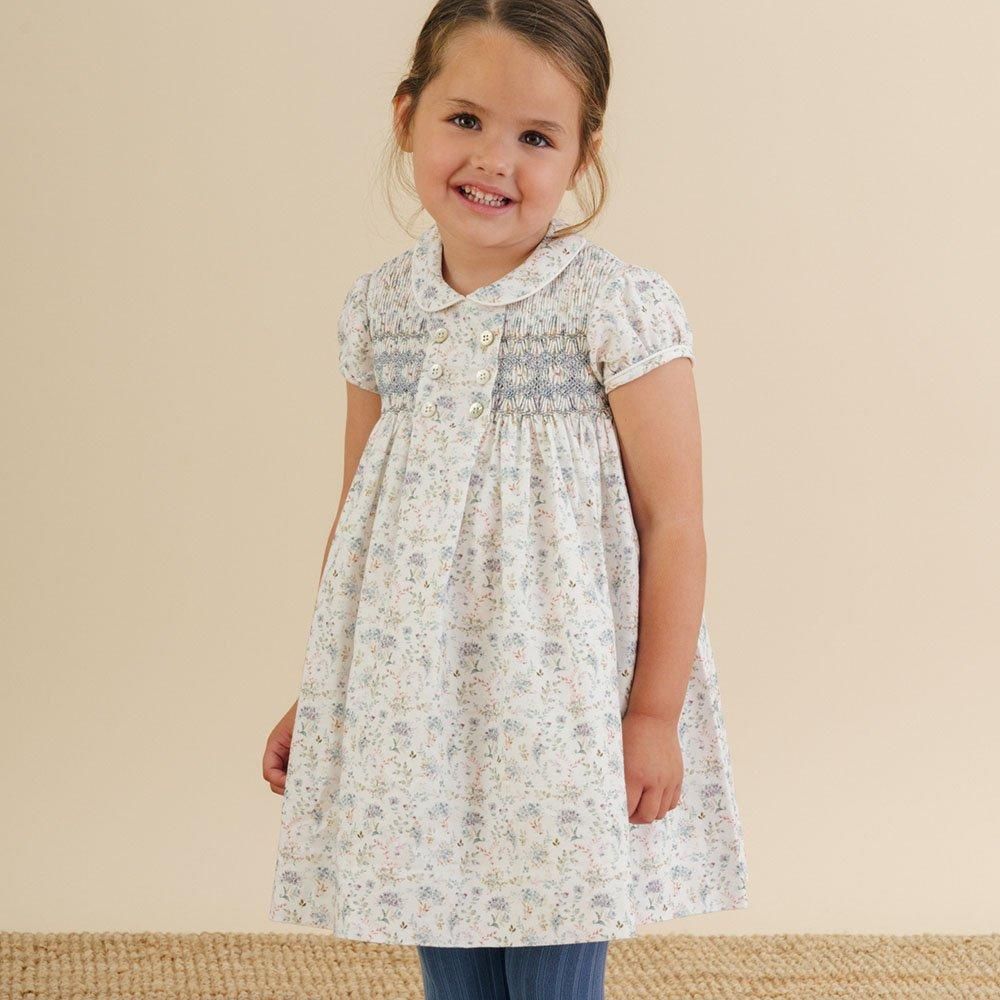 Amaia Kids - Shirley dress - Baby blue floral アマイアキッズ Amaia Kids - Shirley dress - Baby blue floral アマイアキッズ