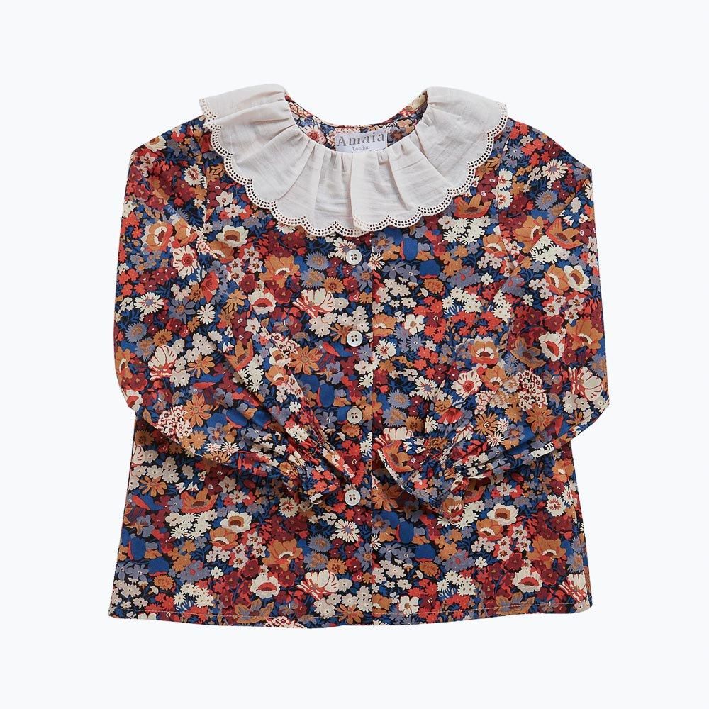 Amaia Kids - Nina blouse - Liberty Camel/Navy ޥå - Хƥץȥ֥饦