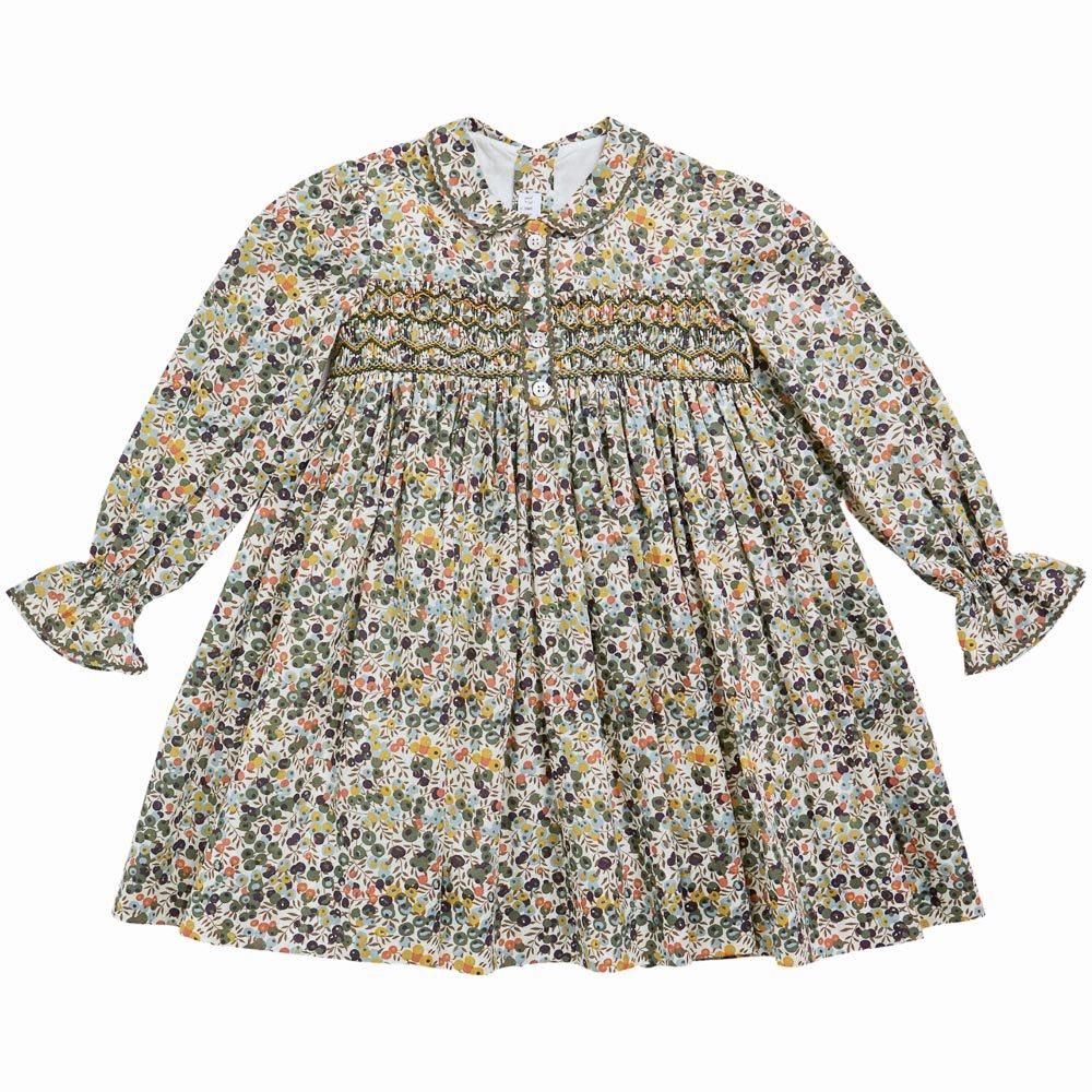 Amaia Kids - Aria dress - Liberty Navy/Khaki アマイアキッズ Amaia Kids - Aria dress - Liberty Navy/Khaki アマイアキッズ