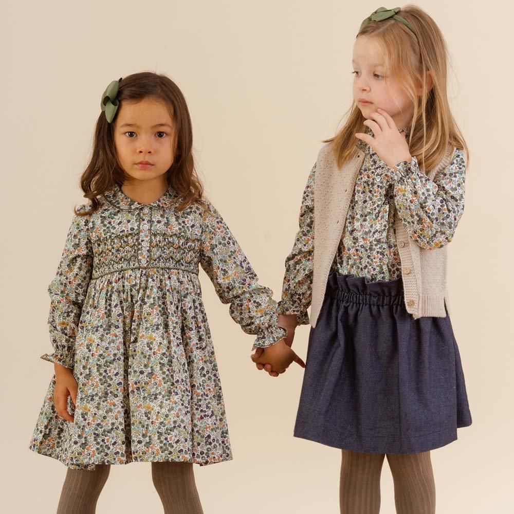 Amaia Kids - Aria dress - Liberty Navy/Khaki アマイアキッズ Amaia Kids - Aria dress - Liberty Navy/Khaki アマイアキッズ