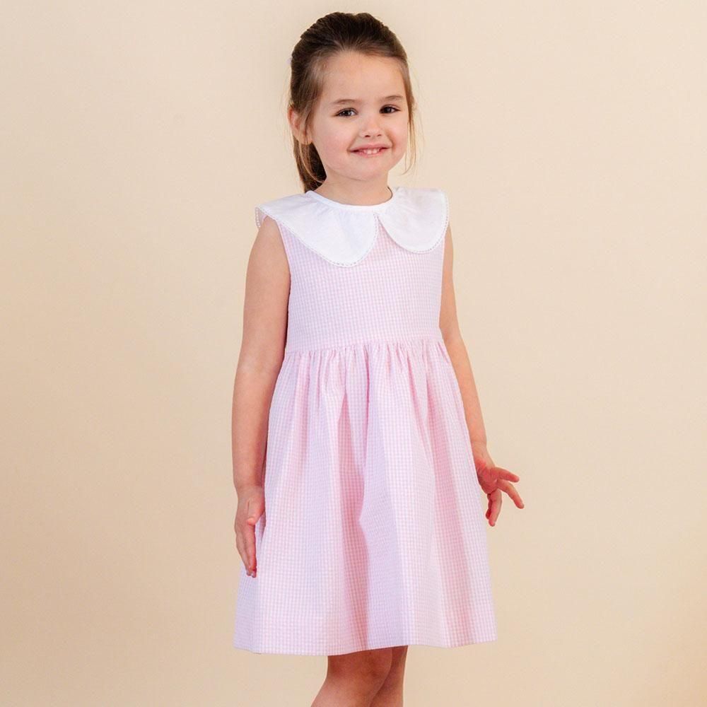 Amaia Kids - Lorena dress - Baby pink stripe アマイアキッズ