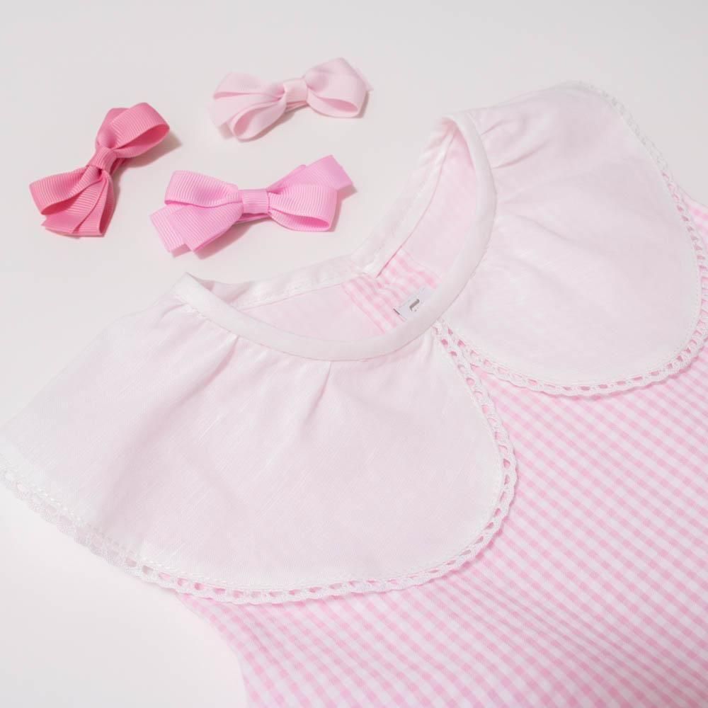 Amaia Kids - Lorena dress - Baby pink stripe アマイアキッズ