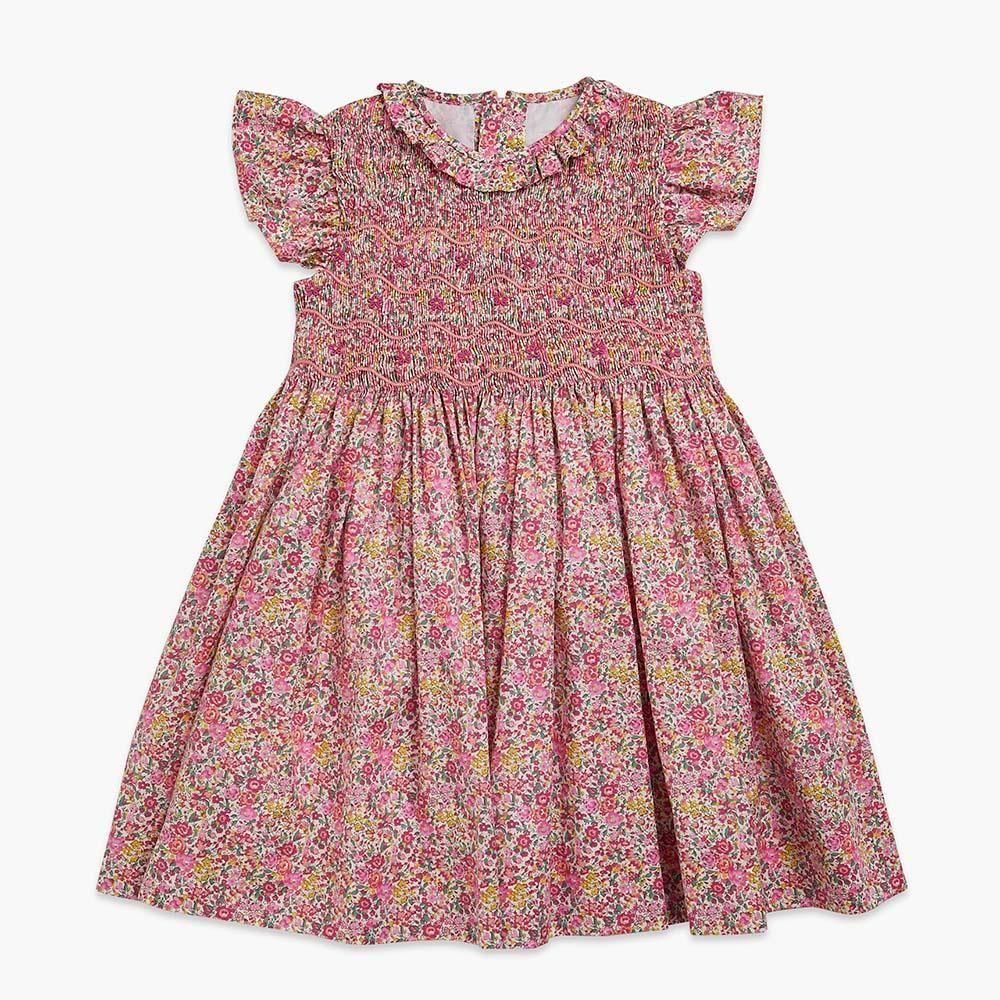 Amaia Kids リバティプリントスモッキングワンピース　18M 30%OFF】Amaia Kids - Moohren dress - Liberty Blue