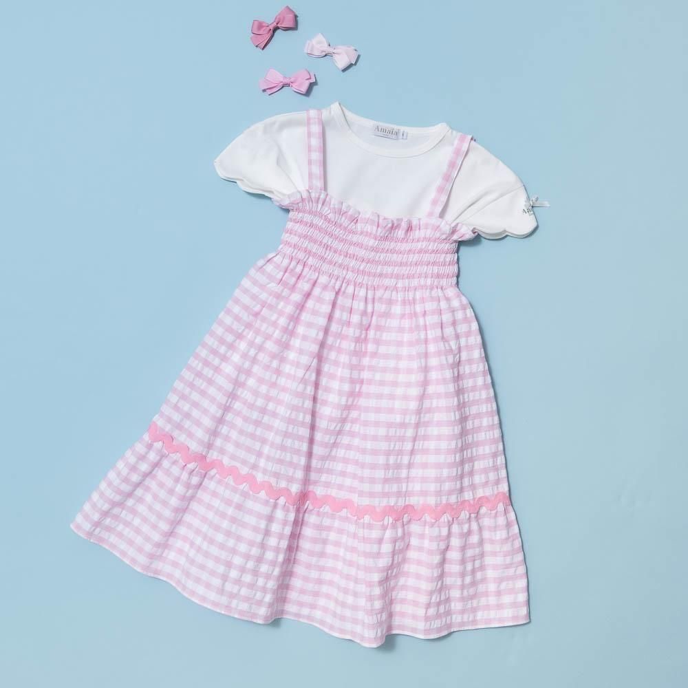 Amaia Kids - Pepa dress - Pink check アマイアキッズ