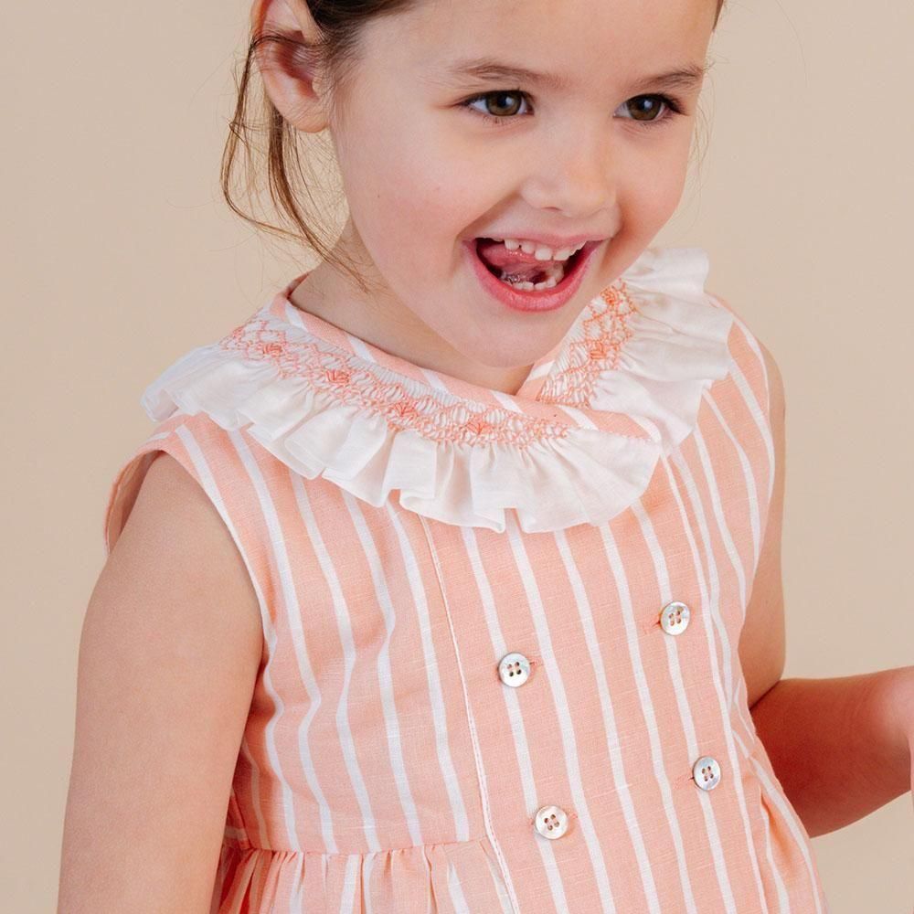Amaia Kids - Iris dress - Peach stripe アマイアキッズ