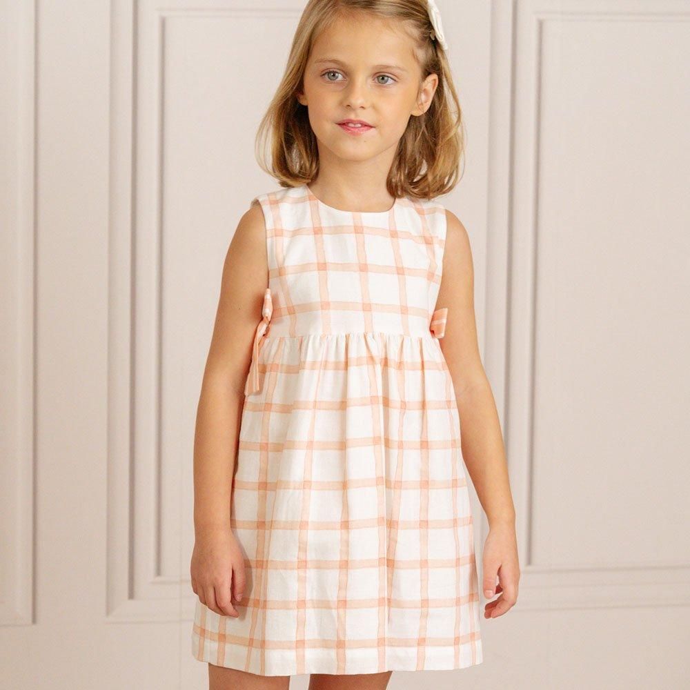 Amaia Kids - Gloria dress - Peach check アマイアキッズ