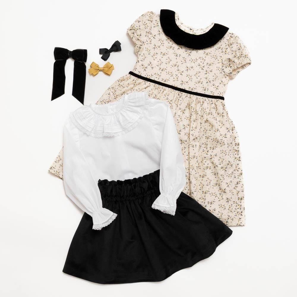 Amaia Kids - Raisin dress - Black/Gold floral アマイアキッズ