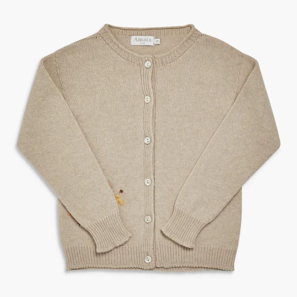 <img class='new_mark_img1' src='https://img21.shop-pro.jp/PA01410/044/etc/icon_new.png' style='border:none;display:inline;margin:0px;padding:0px;width:auto;' />Amaia Kids - Cressida cardigan - Beige アマイアキッズ - 刺繍入りカーディガン