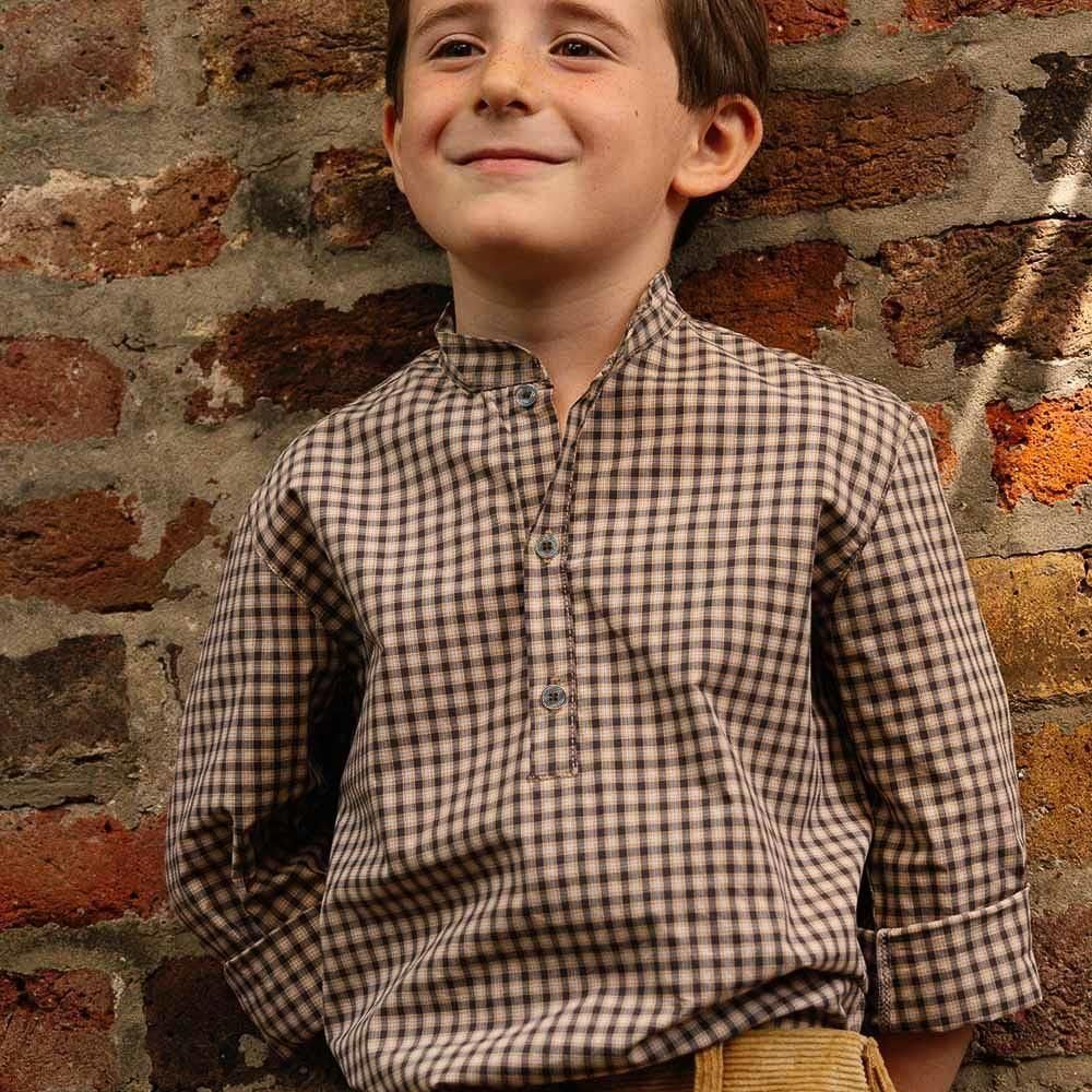 Amaia Kids - Pereprine shirt - Camel/Black check アマイアキッズ