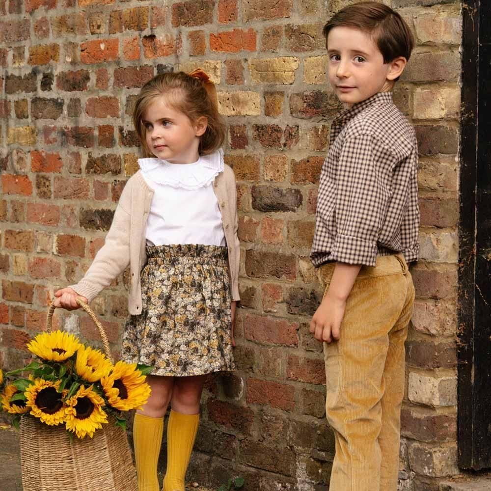 Amaia Kids - Pereprine shirt - Camel/Black check アマイアキッズ