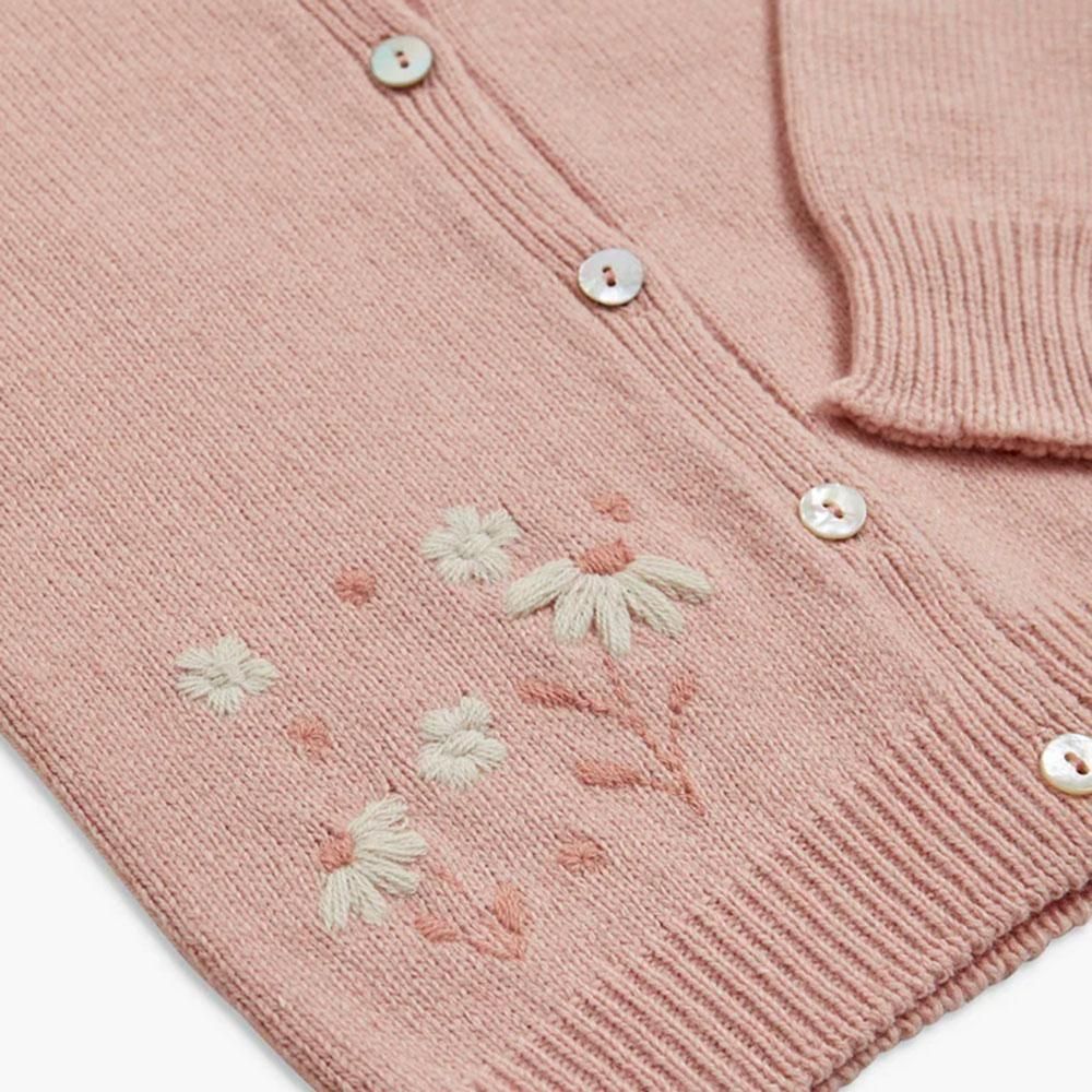 Amaia Kids - Cressida cardigan - Pink アマイアキッズ - 刺繍入り