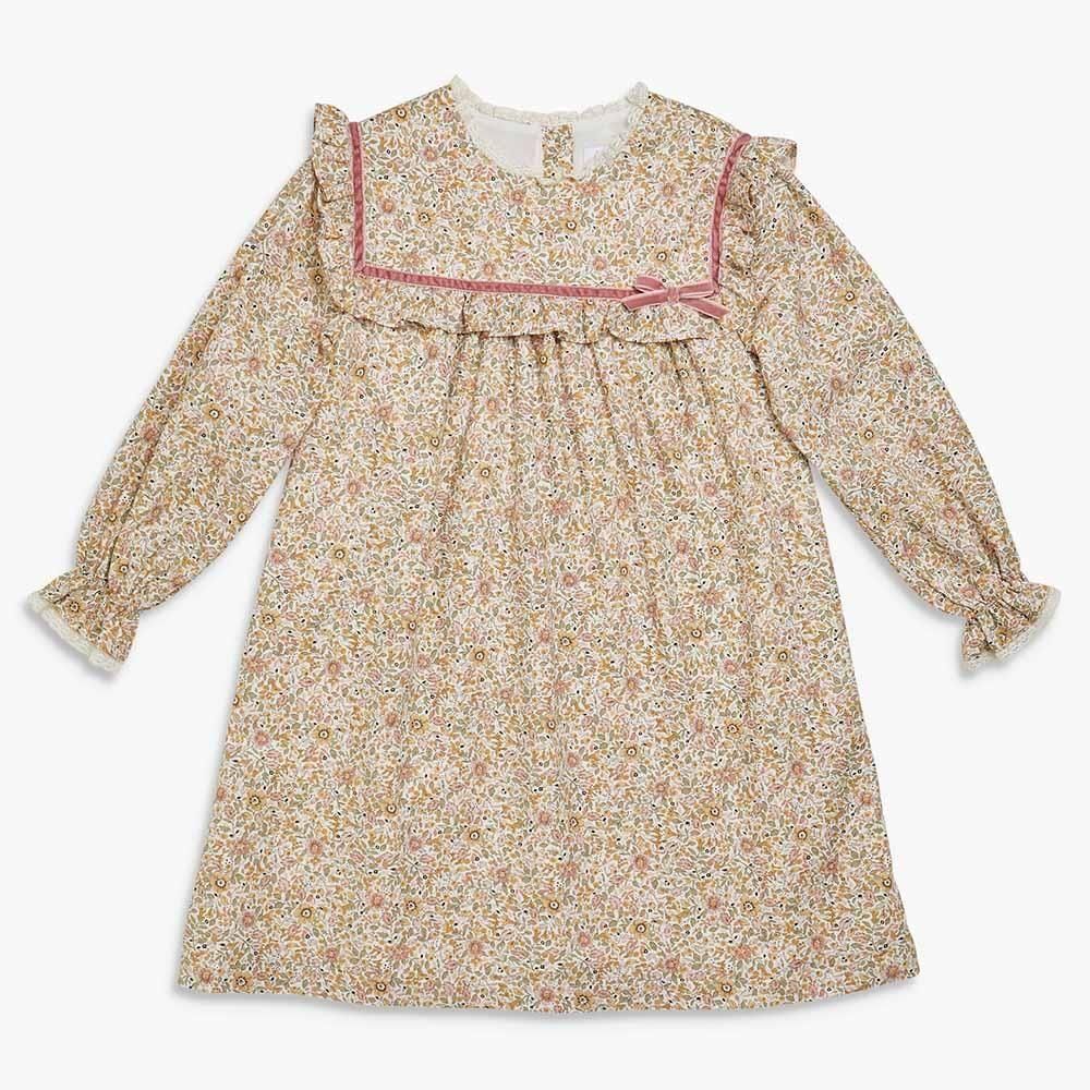 Amaia Kids - Capucine dress - Pink/Tan floral アマイアキッズ