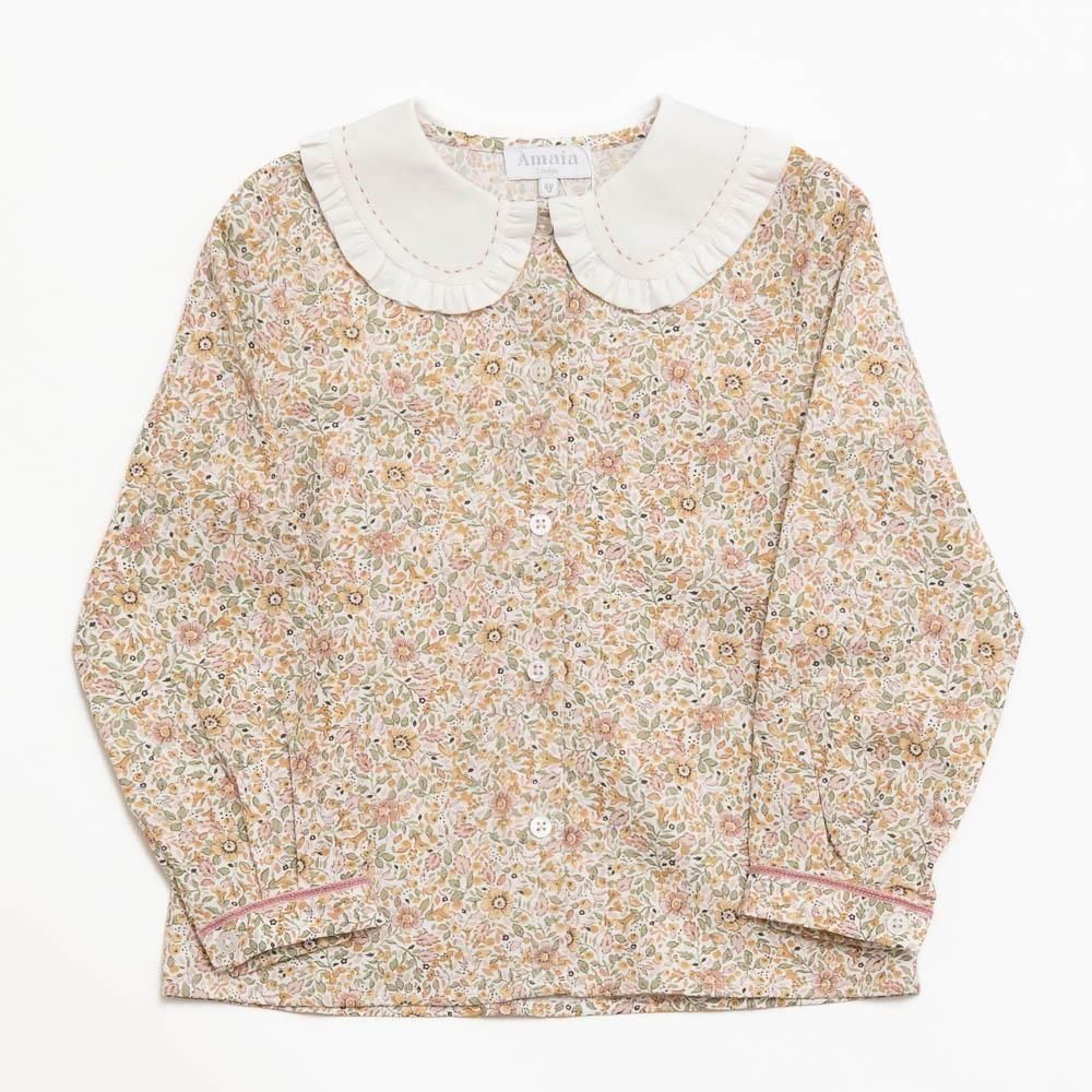 <img class='new_mark_img1' src='https://img21.shop-pro.jp/PA01410/044/etc/icon_new.png' style='border:none;display:inline;margin:0px;padding:0px;width:auto;' />Amaia Kids - Gaya blouse - Pink/Tan floral アマイアキッズ - ブラウス