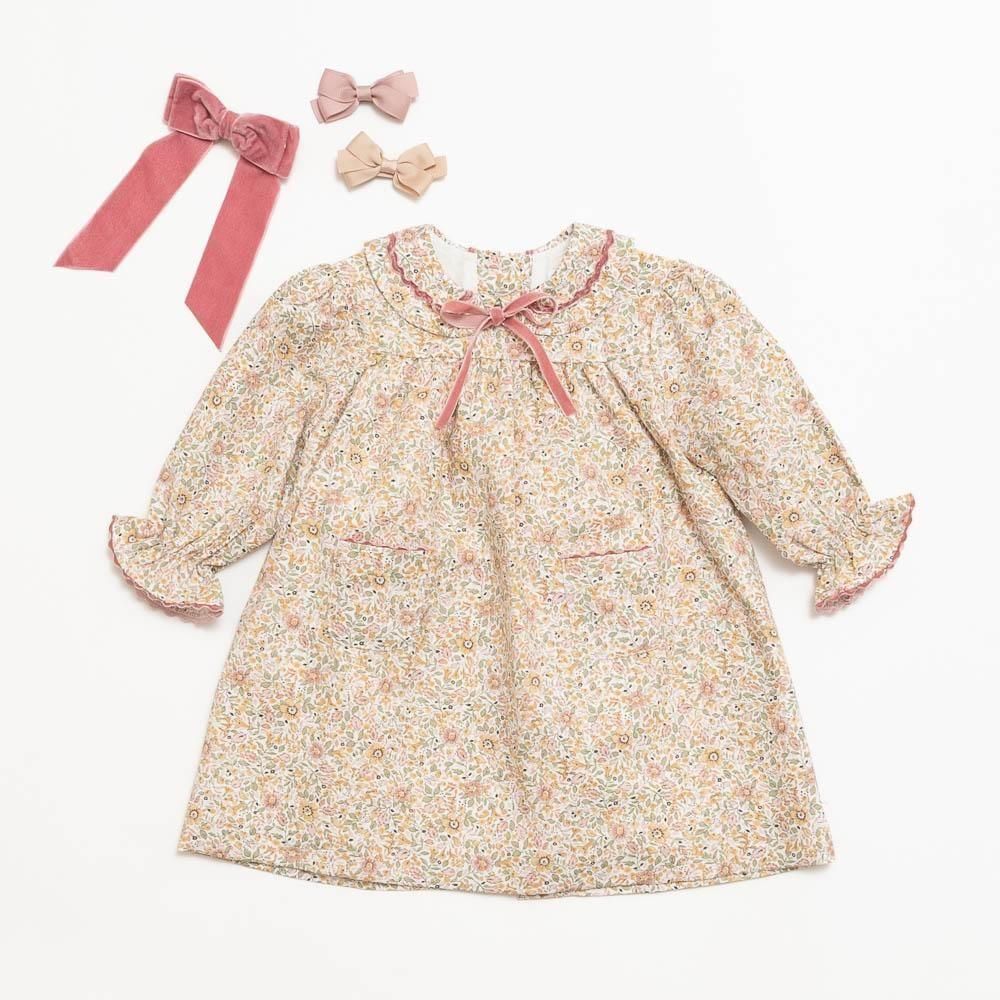 Amaia 花柄長袖ワンピース　新品 Amaia Kids - Capucine dress - Pink/Tan floral アマイアキッズ