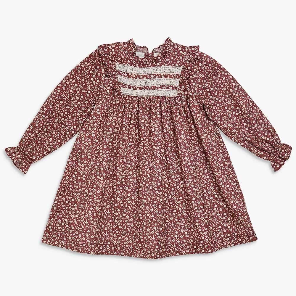 Amaia Kids - Avie dress - Burgundy floral アマイアキッズ