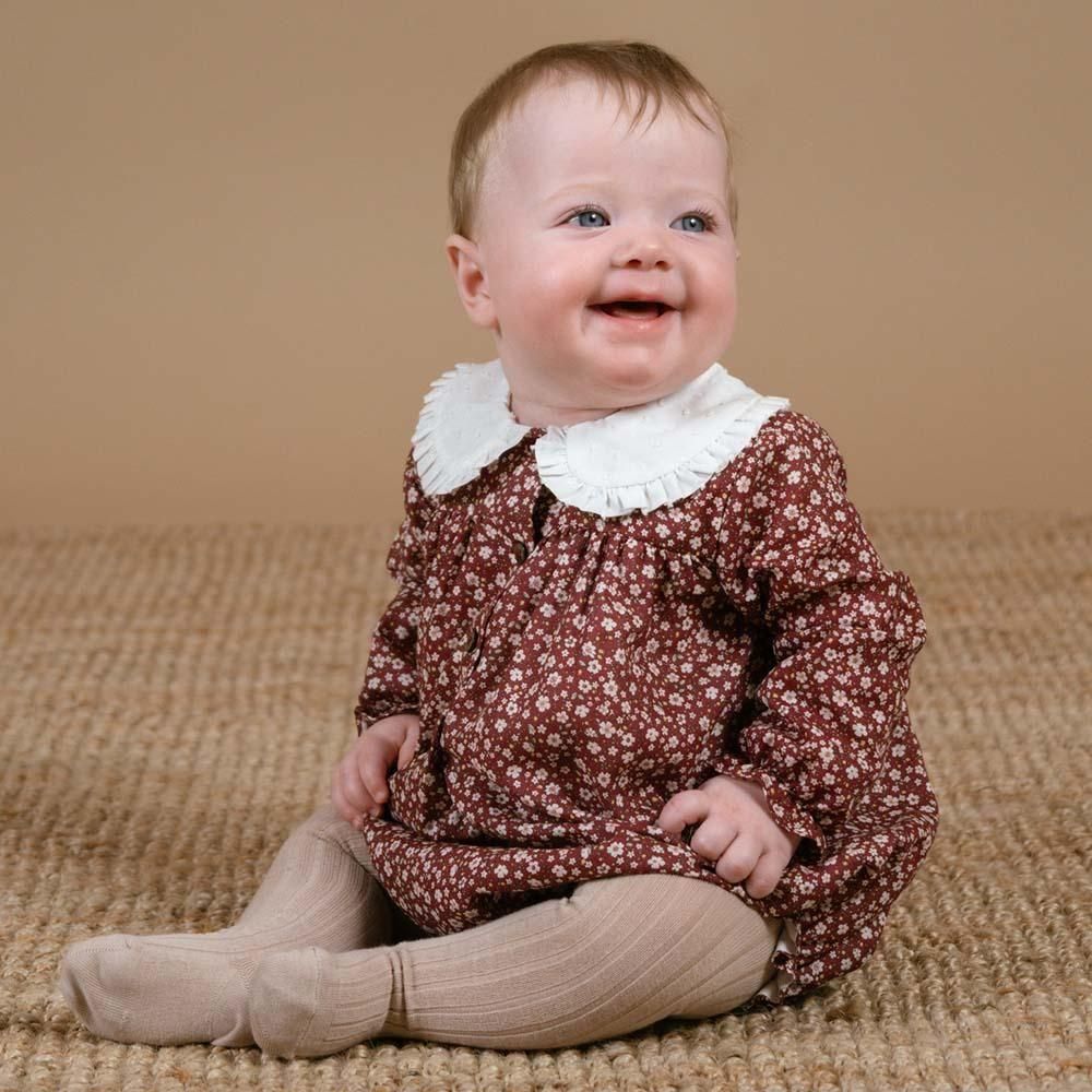 Amaia Kids - Alexia romper - Burgundy floral アマイアキッズ