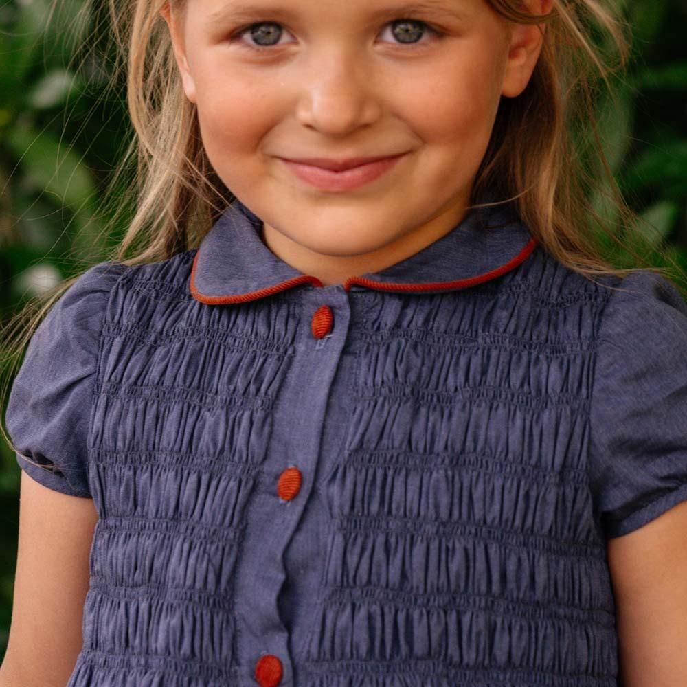 アマイアキッズ   Amaia Kids ワンピース Amaia Kids - Falbala dress - Pink seersucker アマイアキッズ