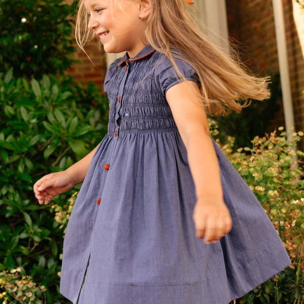 Amaia Kids - Paris dress - Chambray アマイアキッズ - ワンピース