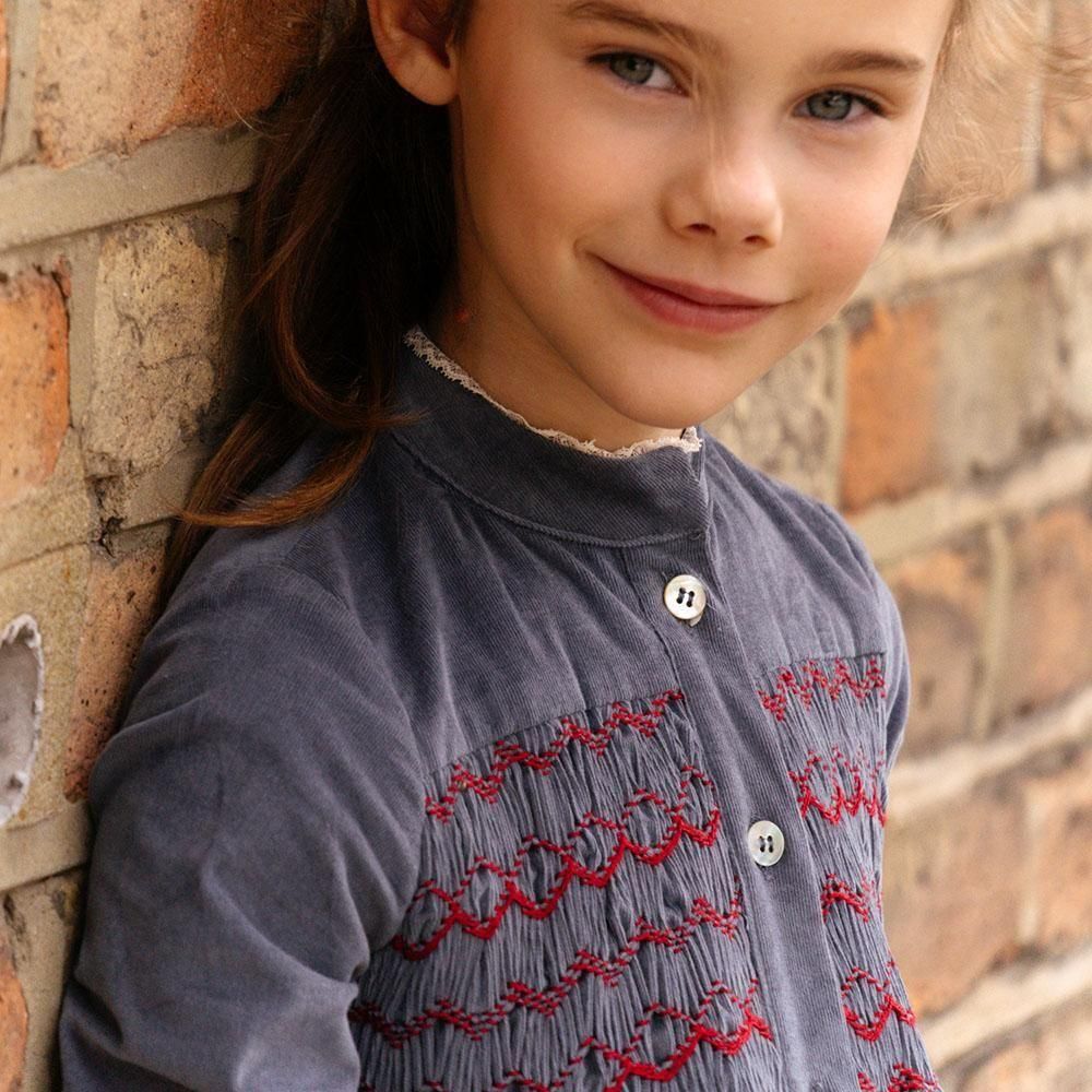 Amaia Kids - Ines dress - Midnight blue corduroy アマイアキッズ