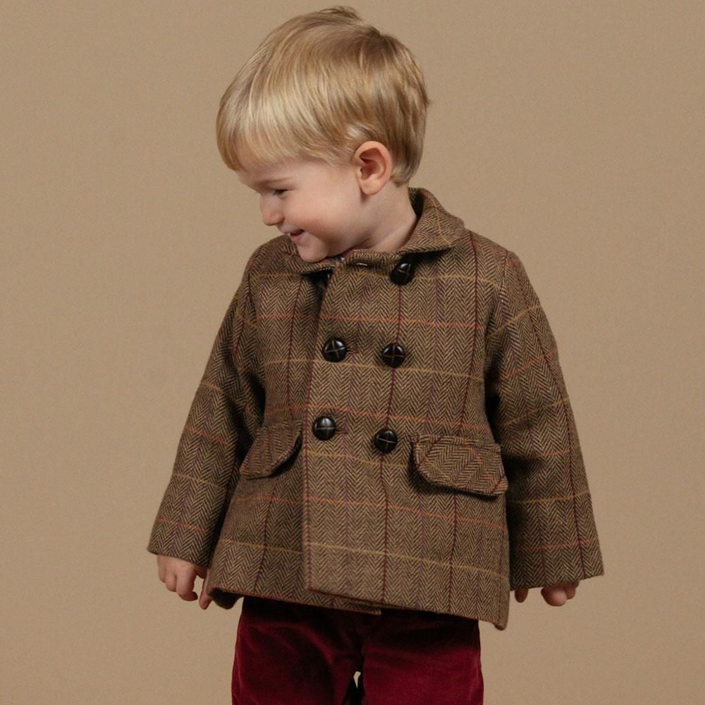 <img class='new_mark_img1' src='https://img.shop-pro.jp/img/new/icons14.gif' style='border:none;display:inline;margin:0px;padding:0px;width:auto;' />Amaia Kids - Sherlock jacket - Brown tweed アマイアキッズ - チェック柄ジャケット