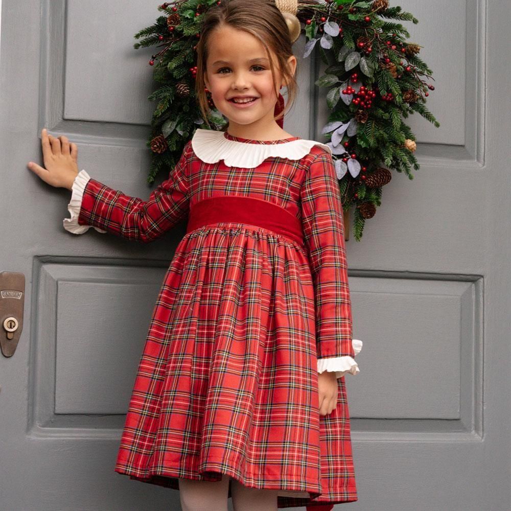 11月5日(水)発売】Amaia Kids - Pompadour dress - Red tartan