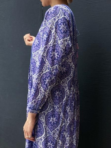 ne Quittez pas 010421GM2 Cotton Voile Arabesque Print Dress ne Quittez pas 010421GM2 Cotton Voile Arabesque Print Dress