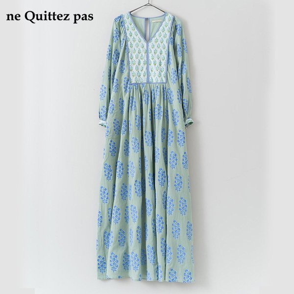 ne Quittez pas / 010441ZD6 / Cotton voile ethnic combination print dress2410