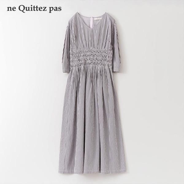 <img class='new_mark_img1' src='https://img.shop-pro.jp/img/new/icons24.gif' style='border:none;display:inline;margin:0px;padding:0px;width:auto;' />SALE20OFFne Quittez pas / 010451GF1/ Cotton Poplin Wave Tuck Dress2510