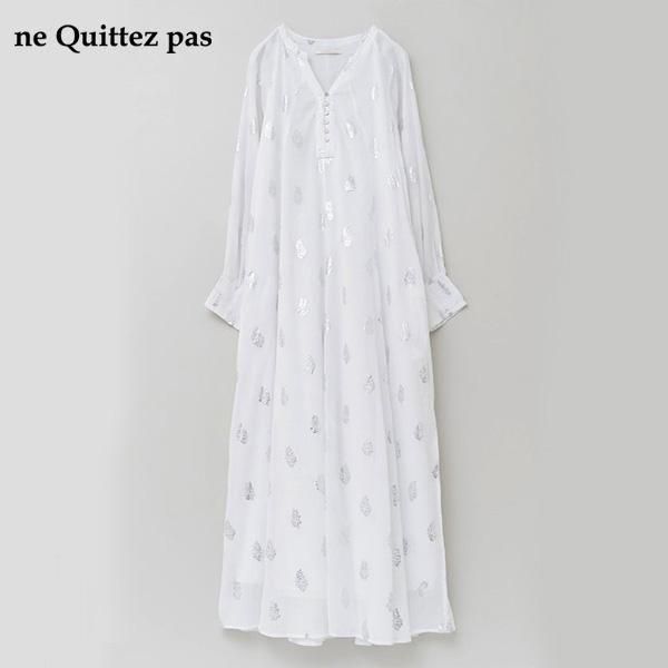 ne Quittez pas / 010451ZH1
Cotton Voile Foil Flower Print Sleeve Dress 2510