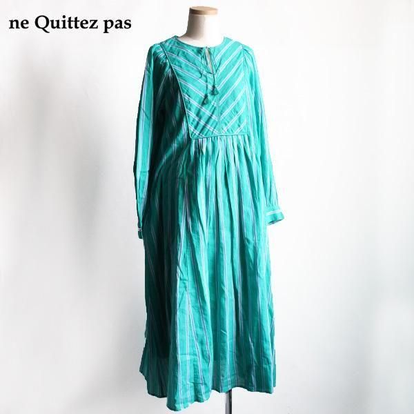ne Quittez pas / 010451GR4/ COTTON VOILE STRIPE GATHER DRESS2510